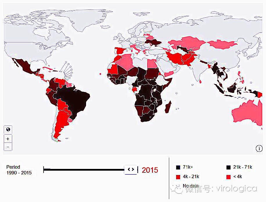 根据联合国艾滋病规划署(unaids)统计的数据,从1990年至2015年全球有