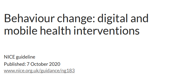 2020 NICE指南：行为改变的数字和移动健康<font color="red">干预</font>（NG.183）