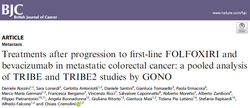 Br J Cancer：FOLFOXIRI和<font color="red">贝</font>伐<font color="red">单抗</font>治疗转移性结直肠癌的临床研究汇总分析