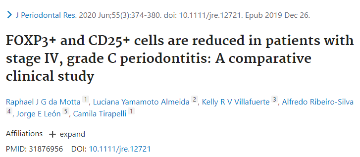 J Periodontal Res：Tregs参与了牙周炎的<font color="red">骨</font>免疫学机制，有利于临床治疗决策的制定