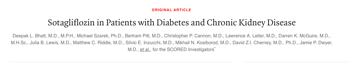 NEJM：索格列净在糖尿病和慢性肾病患者中的作用