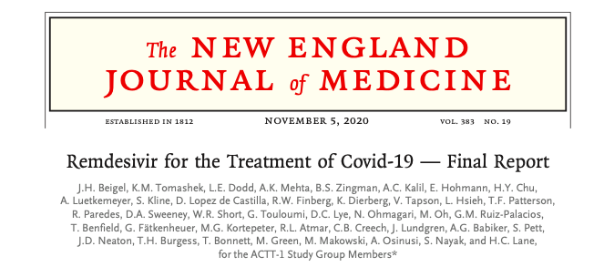 NEJM：瑞德西韦对COVID-19的<font color="red">治疗</font>效果——<font color="red">最终</font>报告