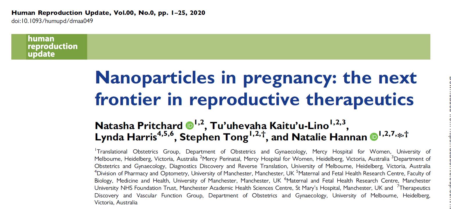 Human reproduction update：妊娠相关疾病的纳米治疗——生殖医学领域的下一颗新星！