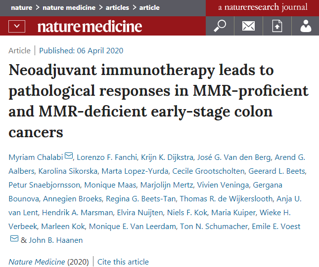 Nat Med：手术前的免疫疗法对结<font color="red">肠癌</font>有效