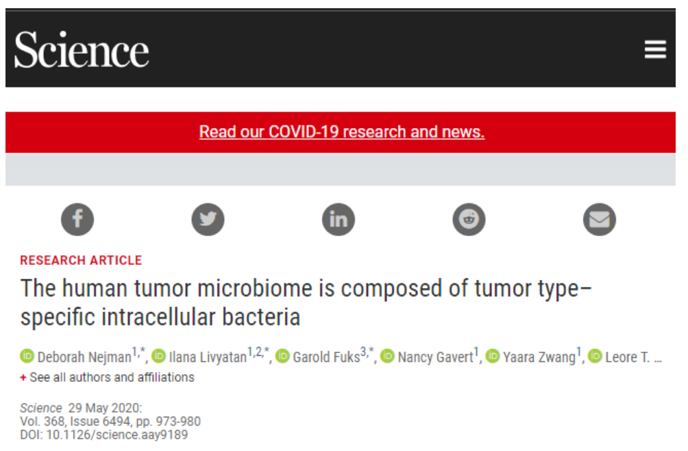 1000+肿瘤样品研究表明，潜伏在癌细胞中的细菌能为<font color="red">治疗</font>癌症提供新<font color="red">方法</font>