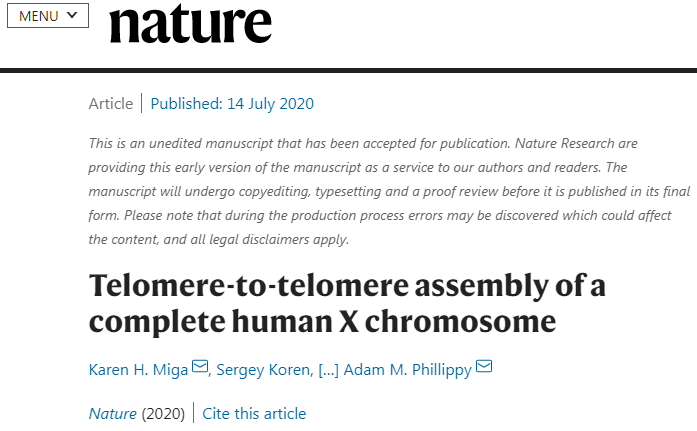 Nature：发布首个人类<font color="red">X</font>染色体完成图，开启基因组学<font color="red">研究</font>新纪元