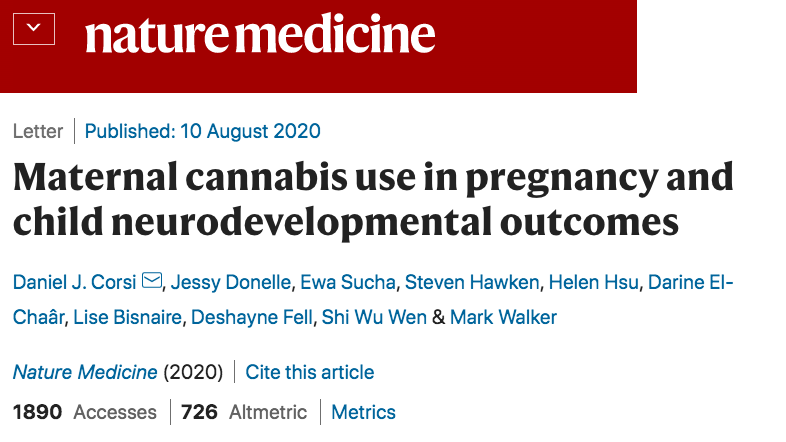 Nat Med：<font color="red">怀孕期间</font>大麻的使用增加儿童自闭风险