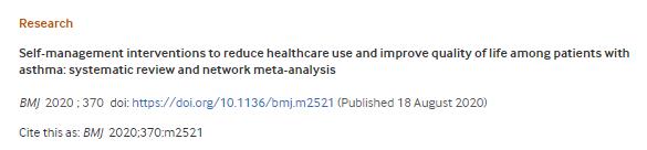 BMJ：哮喘患者自我管理模式对医疗干预和生活质量的影响
