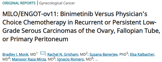  J Clin Oncol：MEK1/2抑制剂Binimetinib治疗低级别浆液性卵巢癌的疗效