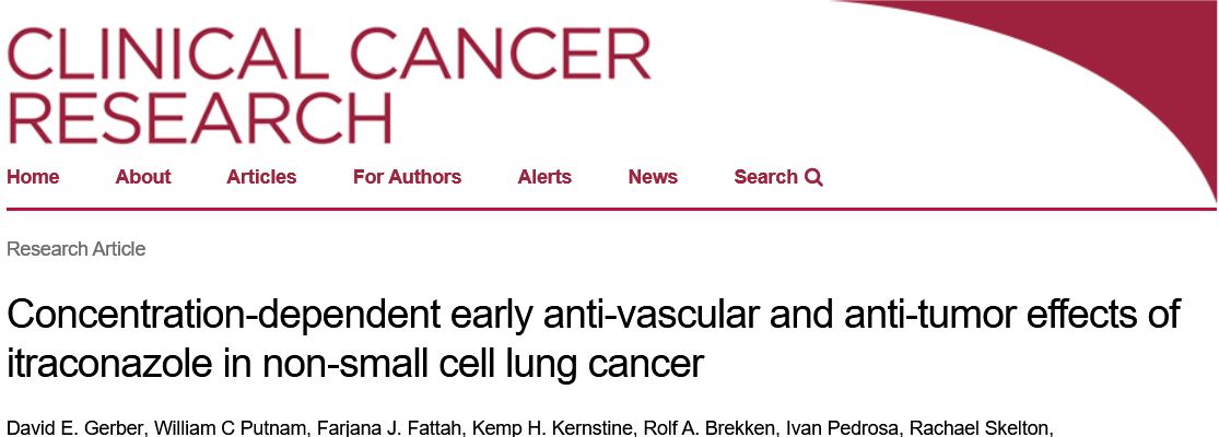 Clin Cancer Res：伊曲康唑在NSCLC中的浓度依赖性的早期抗血管、<font color="red">抗肿瘤</font>作用