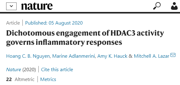 【Nature】免疫“阴阳”谁调控？HDAC3蛋白是关键