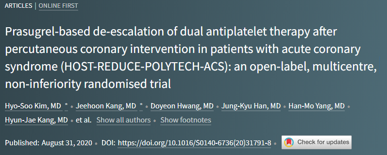Lancet：双重抗血小板疗法“减剂量策略”明显改善急性冠脉综合征患者PCI术后预后