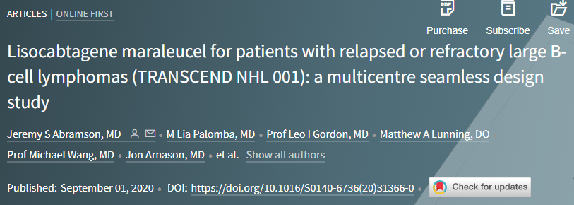 Lancet：Liso-cel治疗复发性/难治性大B细胞淋巴瘤活性好、安全性高