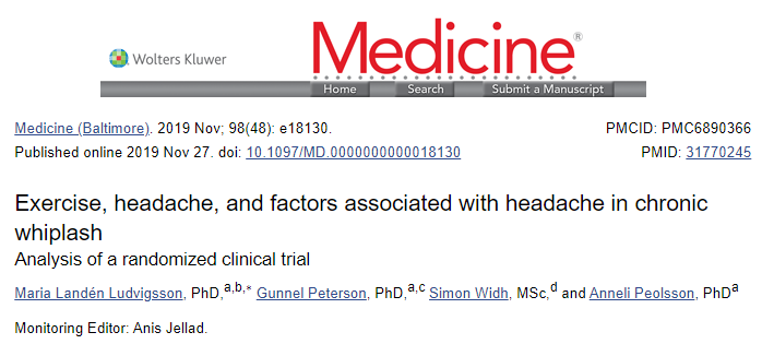 Medicine：运动是否会缓解慢性颈椎病患者的<font color="red">头痛</font>？