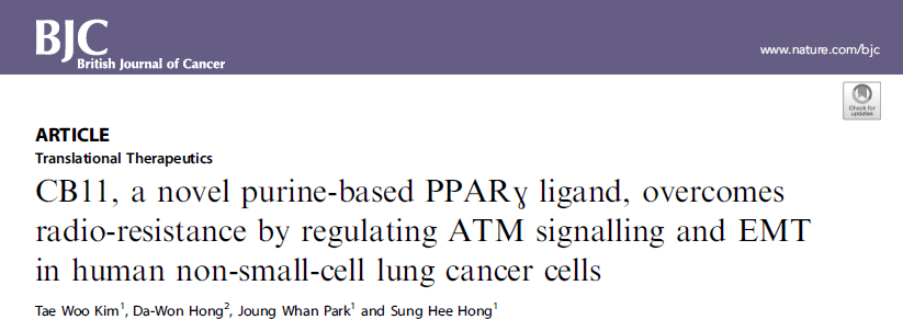 Br J Cancer：新型<font color="red">PPAR</font>γ<font color="red">激动剂</font>CB11：非小细胞肺癌的潜在治疗药物