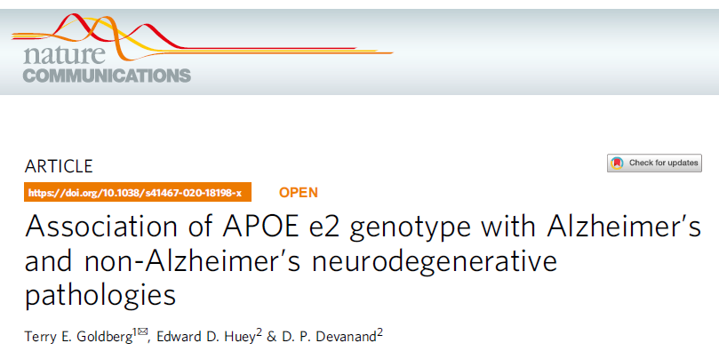 Nat Commun：e2型APOE对神经退行性疾病具有保护作用