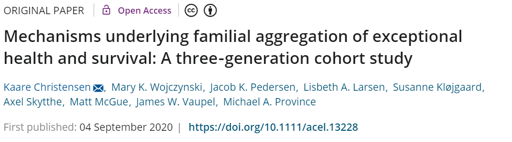 AGING CELL：三代人的队列研究告诉你，为什么健康和生存<font color="red">优势</font>具有家族聚集现象？