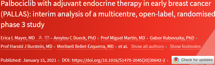 Lancet oncol：内分泌疗法<font color="red">加</font>用帕博西尼是否可进一步改善早期乳腺癌患者预后？