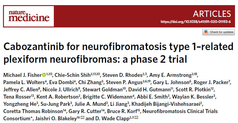 Nat Med：卡博<font color="red">替</font><font color="red">尼</font>（cabozantinib）对于丛状神经纤维瘤的疗效