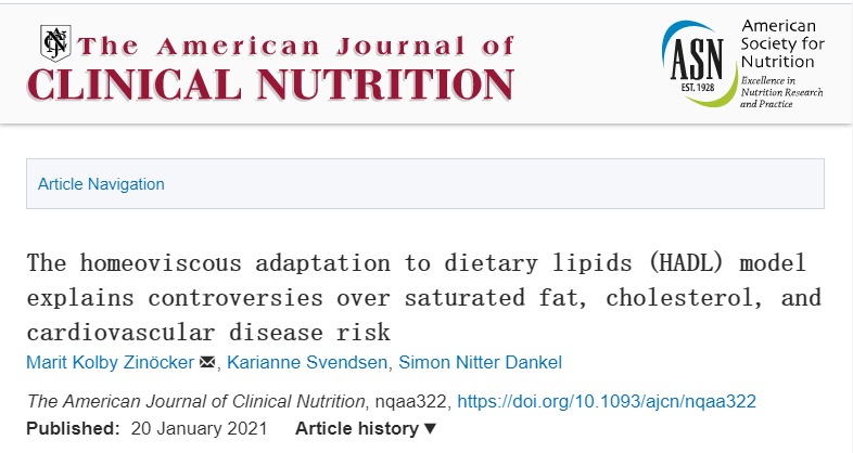 American <font color="red">Journal</font> of <font color="red">Clinical</font> Nutrition：最新研究挑战了“饮食-心脏假说”——饱和脂肪诱导健康人群LDL-C升高可能是正常的而不是病理反应