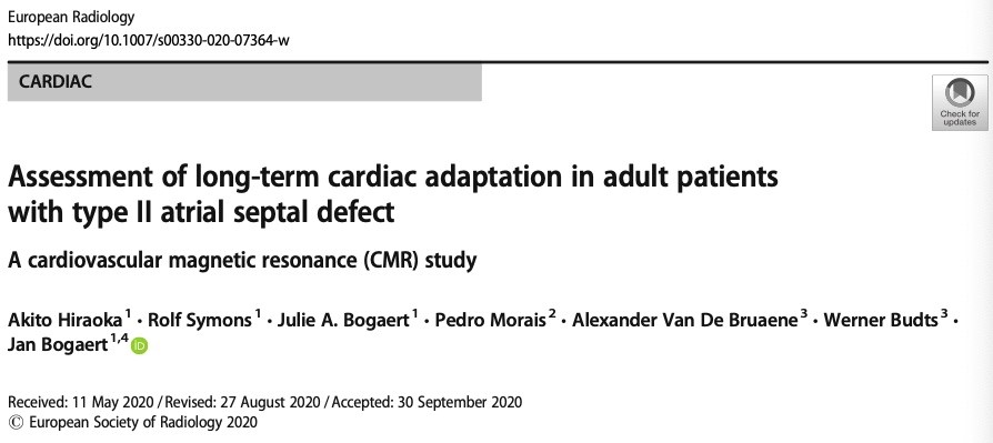 Eur Radiol:成人Ⅱ型房间隔缺损患者的长期心脏适应性对右心室收缩功能有何影响呢?