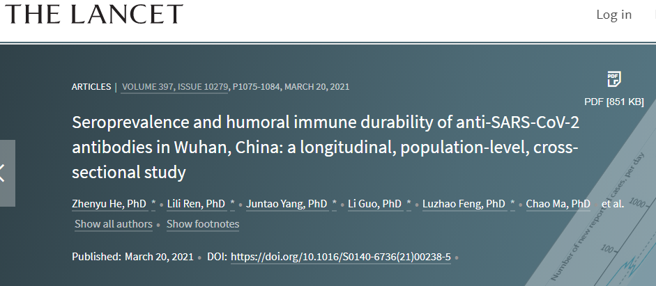 Lancet：重磅！仅2.7%的武汉人群产生有效新冠病毒抗体
