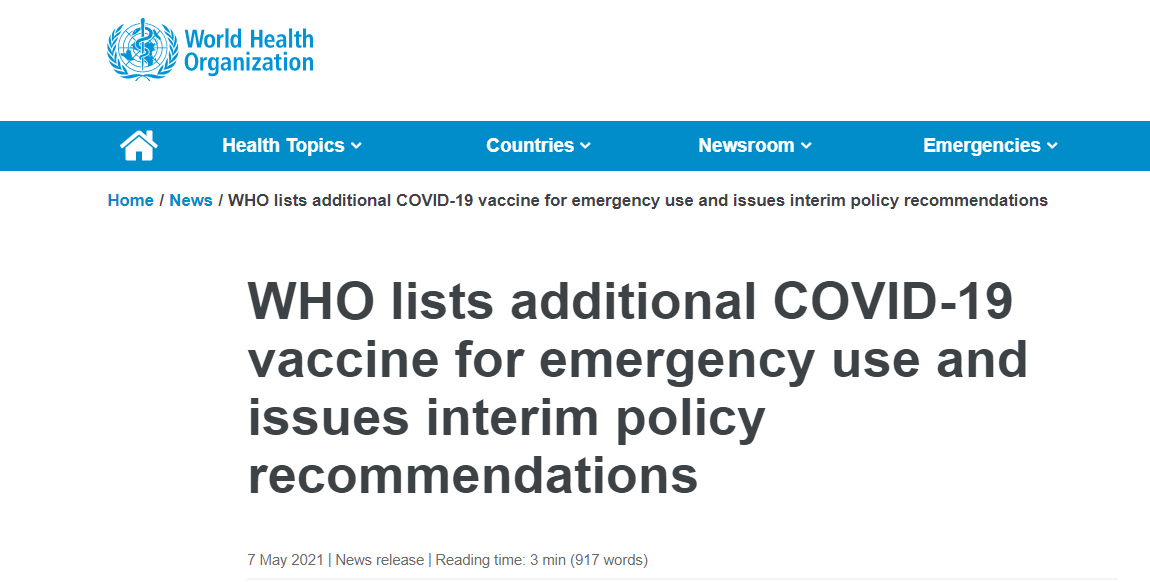 <font color="red">中国</font><font color="red">国药</font>新冠疫苗，列入世卫组织紧急使用清单！