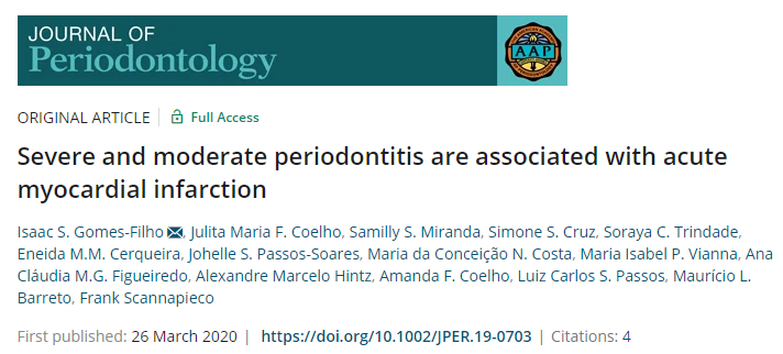 J Periodontol：牙周炎的严重程度与急性心肌梗死之间存在关联