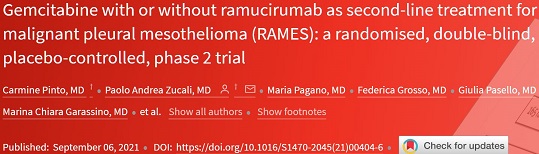 Lancet Oncol：雷莫芦单抗+吉西他<font color="red">滨</font>作为二线疗法可显著延长恶性胸膜间皮瘤患者的生存期！