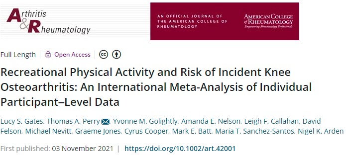 A&R：娱乐性体育活动和膝骨关节炎的风险：个体参与者数据的国际荟萃分析