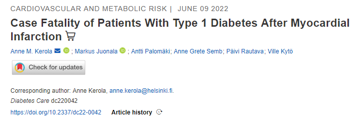 糖尿病护理:心肌梗死后1型糖尿病患者死亡率分析
