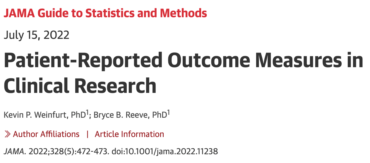 JAMA：临床研究中的患者报告<font color="red">结局</font>（PRO）测量
