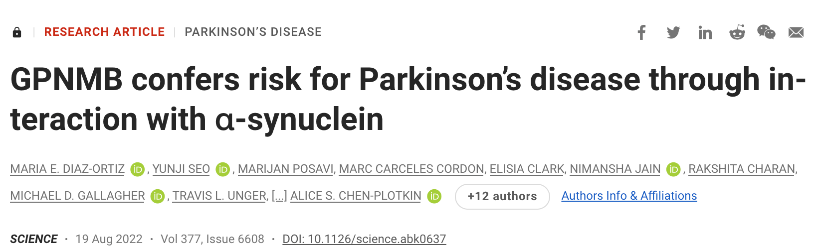 Science：GPNMB可能是帕金森病的重要的生物<font color="red">标志物</font>