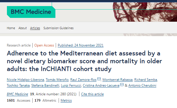 BMC Medicine：地中海饮食可能与老年人较低的死亡风险有关
