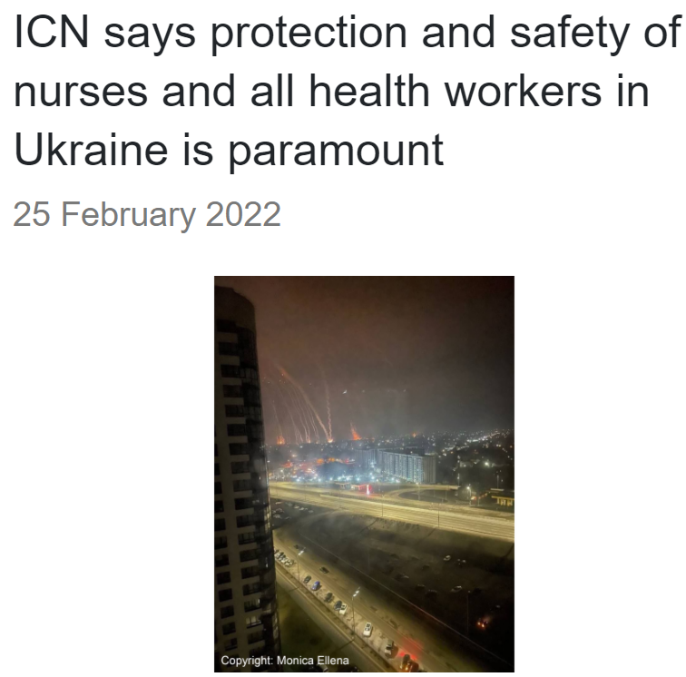 ICN：保护乌克兰护士和所有卫生<font color="red">工作</font>者的安全至关重要