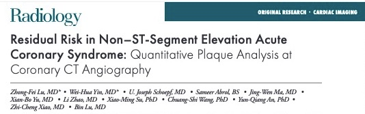 Radiology：非ST段抬高性急性冠状动脉综合征的CCTA定量斑块分析@MedSci