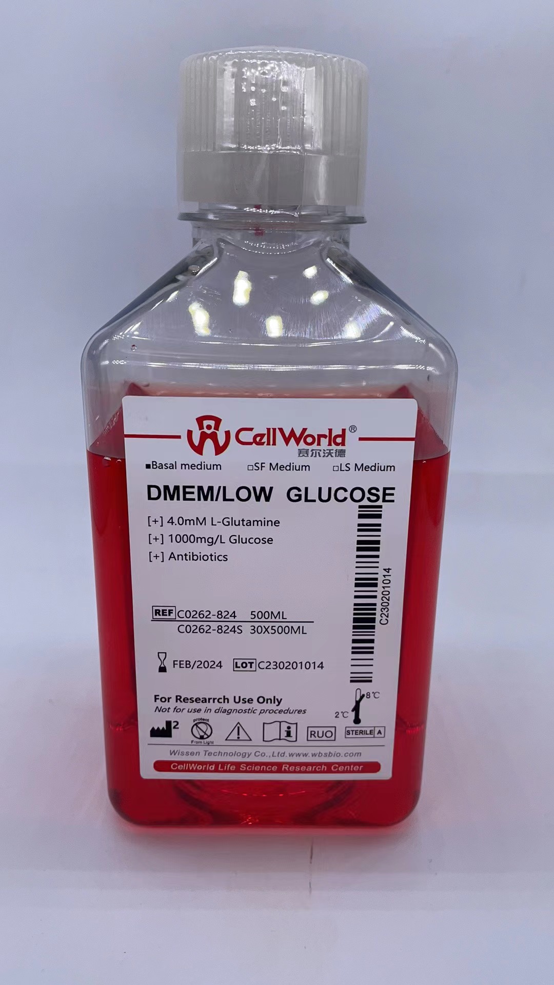 CellWorld  DMEM-低糖培养基     C0262-824