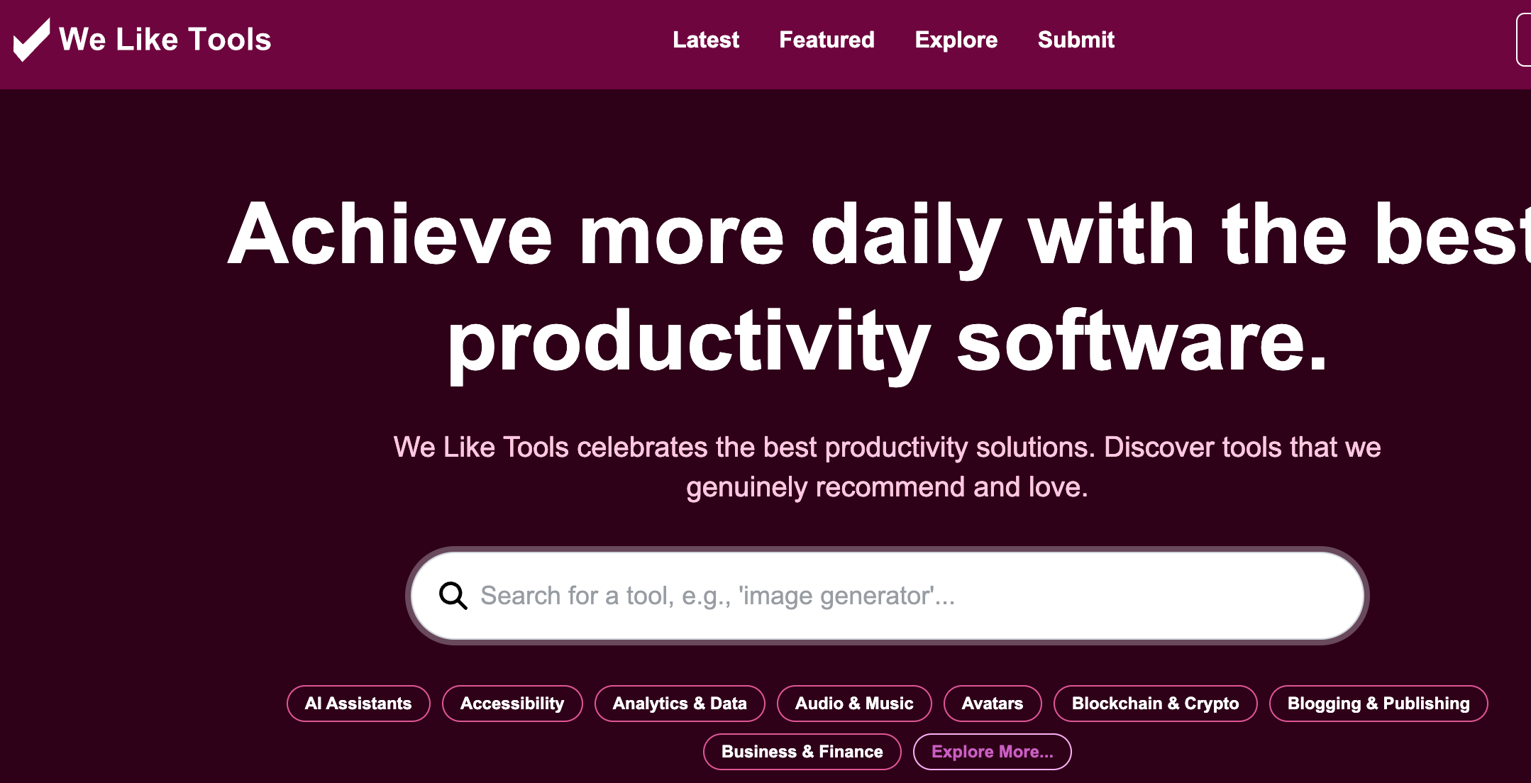 We Like Tools - 寻找最佳 AI 工具、SaaS 平台和软件