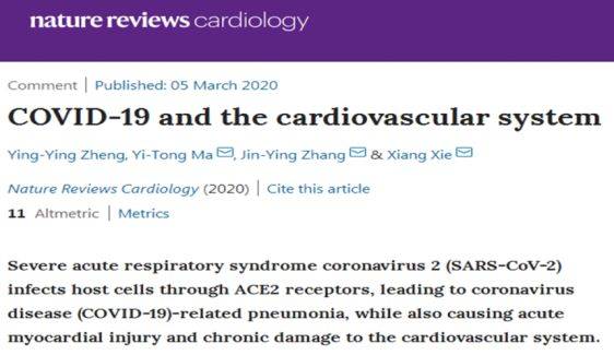 Nature Rev Cardio：新冠肺炎对心血管系统功能的影响的综述
