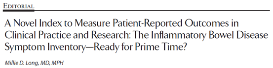 炎症型<font color="red">肠</font>病(IBD)患者报告评估指数：能成为新的指标？