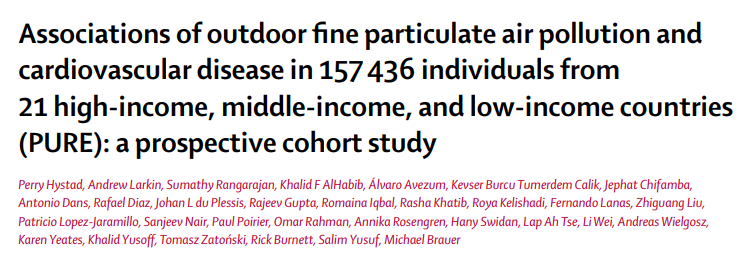 Lancet子刊：来自21个国家157436人的研究表明，空气污染是导致心血管疾病的<font color="red">主要因素</font>