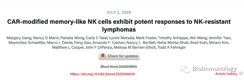 Blood重磅｜CAR-NK再度出世，竟比CAR-T细胞免疫疗法更有效？