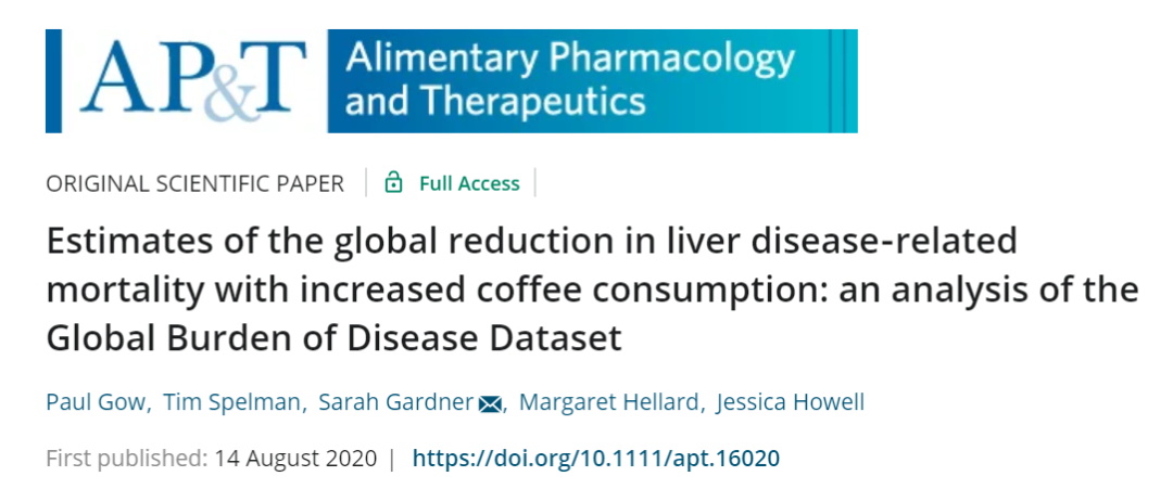 Aliment Pharm Ther： 适度喝咖啡，就可以降低近一半的肝病死亡率？