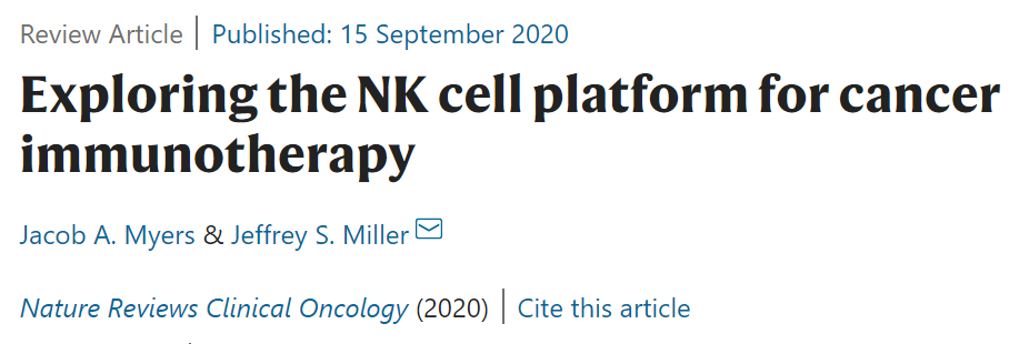 Nature子刊：NK细胞作为肿瘤免疫治疗平台的探索