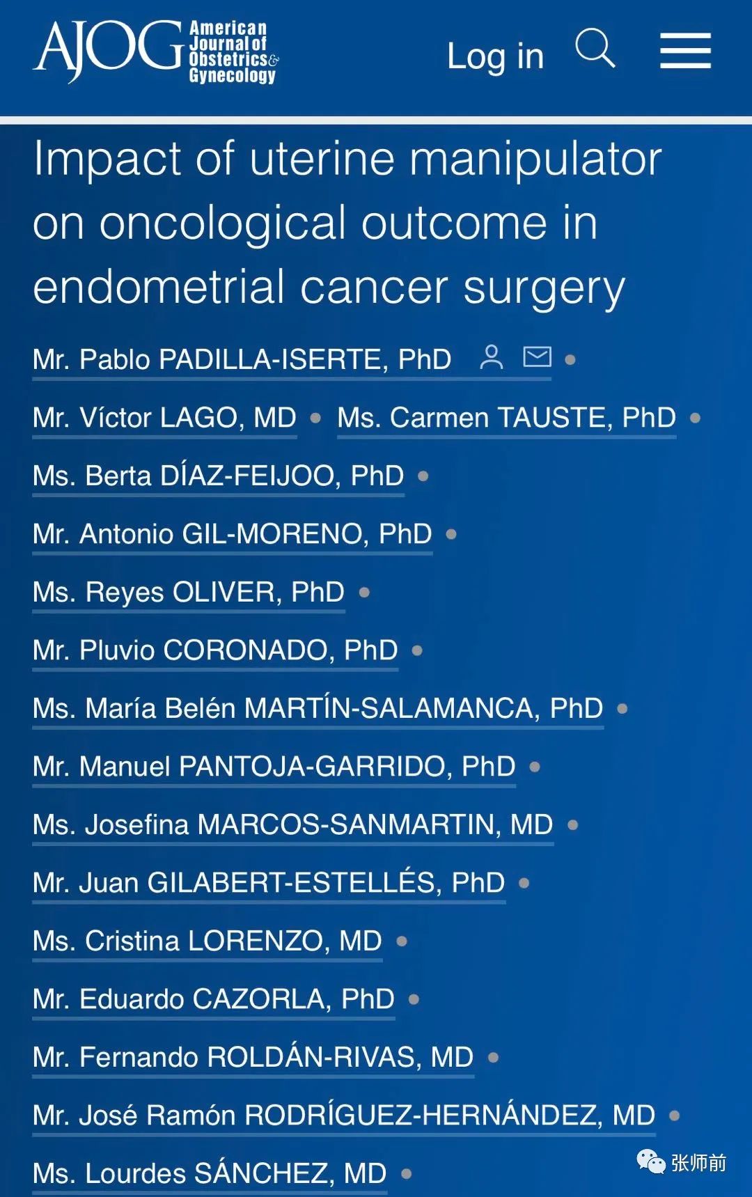 术中应用举宫器对<font color="red">子宫内</font>膜癌患者肿瘤预后的影响：一项来自西班牙15个妇科肿瘤中心回顾性研究报告