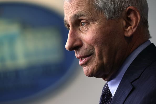 Dr. Anthony Fauci, Director of the National Institute of Allergy and Infectious Diseases, speaks during a White House press briefing, at the James Brady Press Briefing Room of the White House January 21, 2021 in Washington, DC.