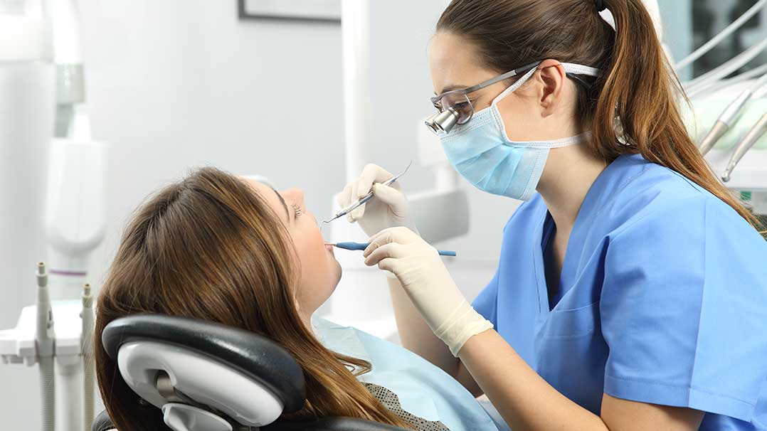 Woman getting dental work