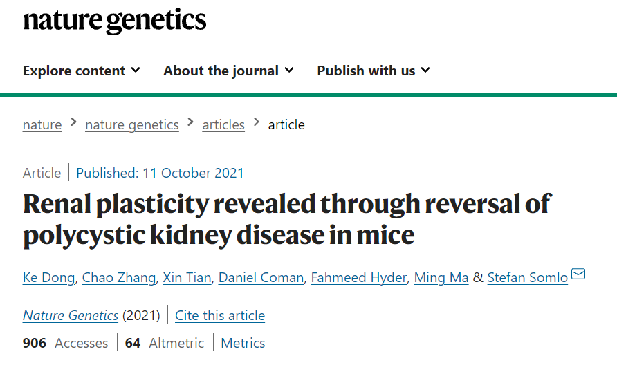 无需肾移植！Nature子刊：科学家通过逆转小鼠多囊肾病揭示肾脏的可塑性