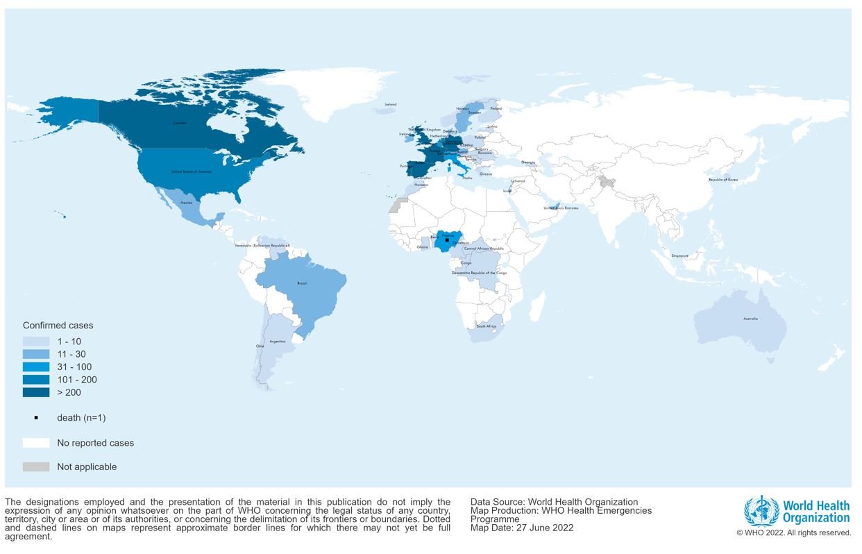WHO发布猴痘最新报告：57个国家，<font color="red">6000</font>多例，几乎都是男性，死亡3例