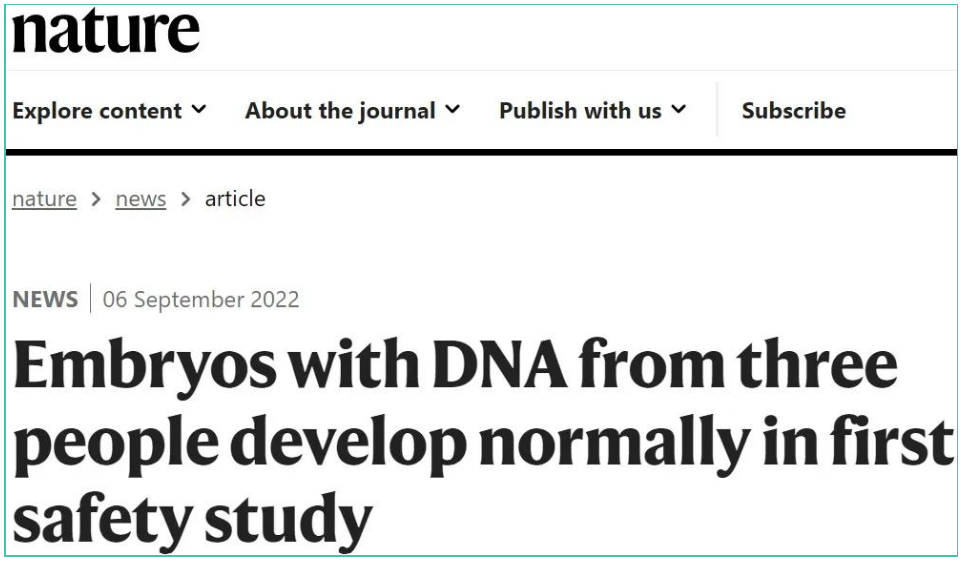 Nature：重磅！我国学者首次证实来自三个人的DNA，胚胎可正常发育